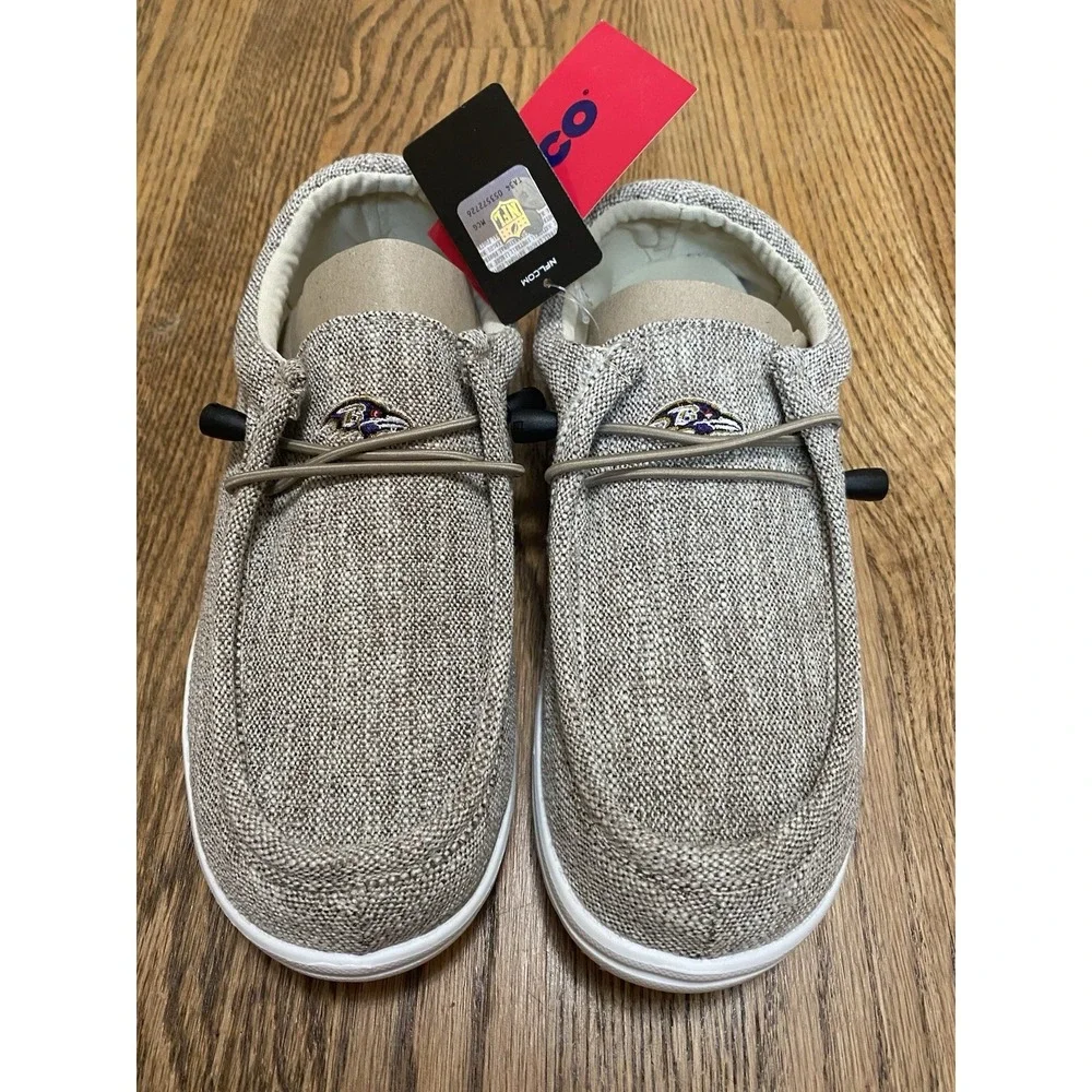 BALTIMORE RAVENS Gray NFL Boat Shoes Loafers Light Men's Size 7-8